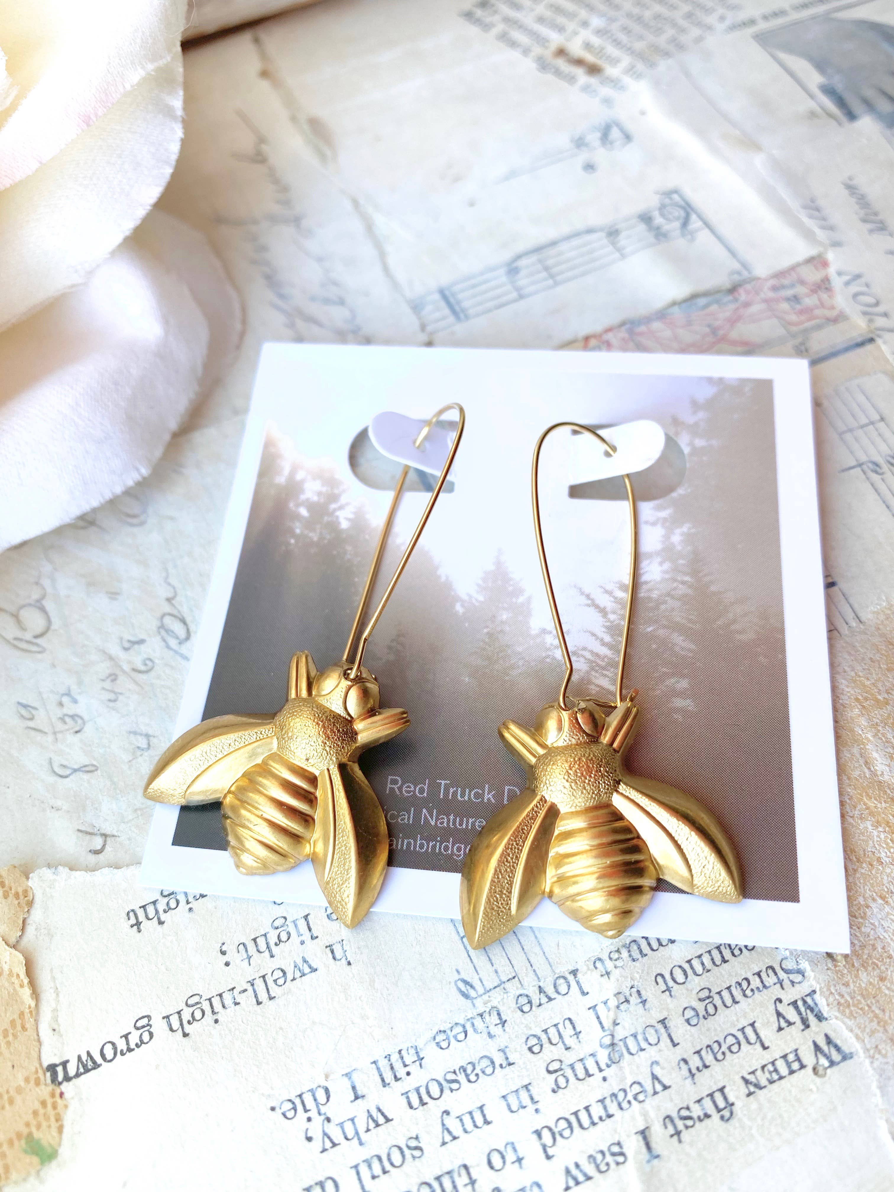 Gold Hand Pearl Earrings Whimsical Bohemian Victorian Gentlewoman Earrings